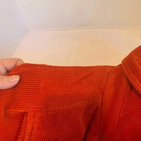 L.L.Bean Orange Corduroy Belted Trench Coat Jacket Women’s Small Petite - Picture 10 of 10